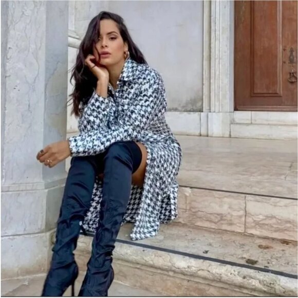 LIMITED EDITION Zara Houndstooth Sequin Overshirt Size S NEW WITH TAG! - Picture 5 of 12